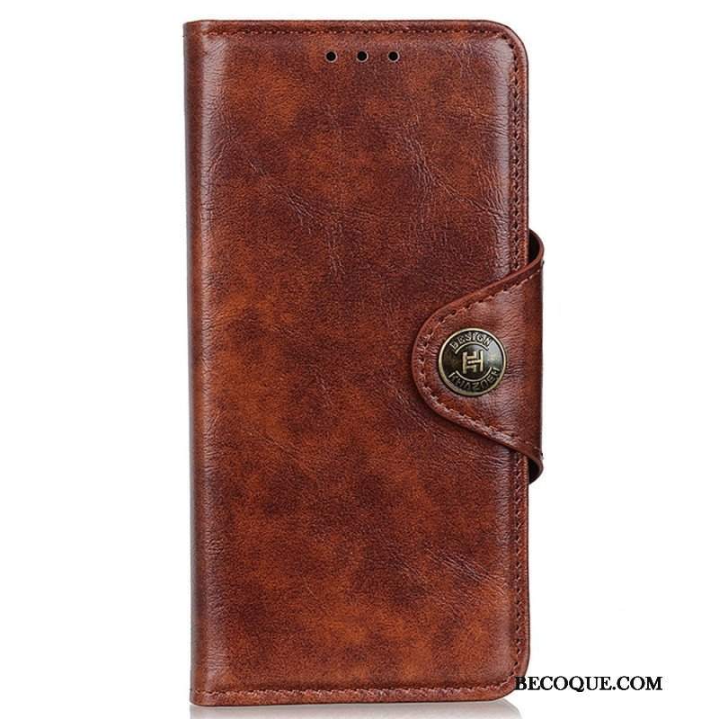 Etui Folio do OnePlus Nord 2T 5G Vintage Guzik Ze Sztucznej Skóry