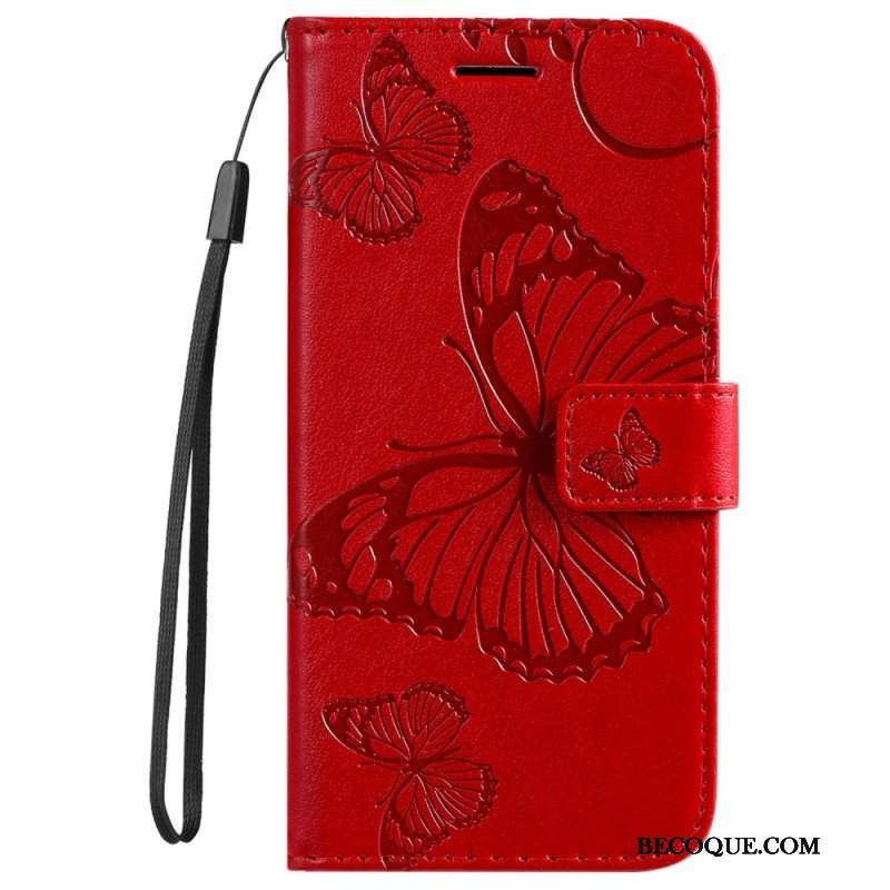 Etui Folio do OnePlus Nord 2T 5G z Łańcuch Motyle Z Posiadaczem Karty Smyczy