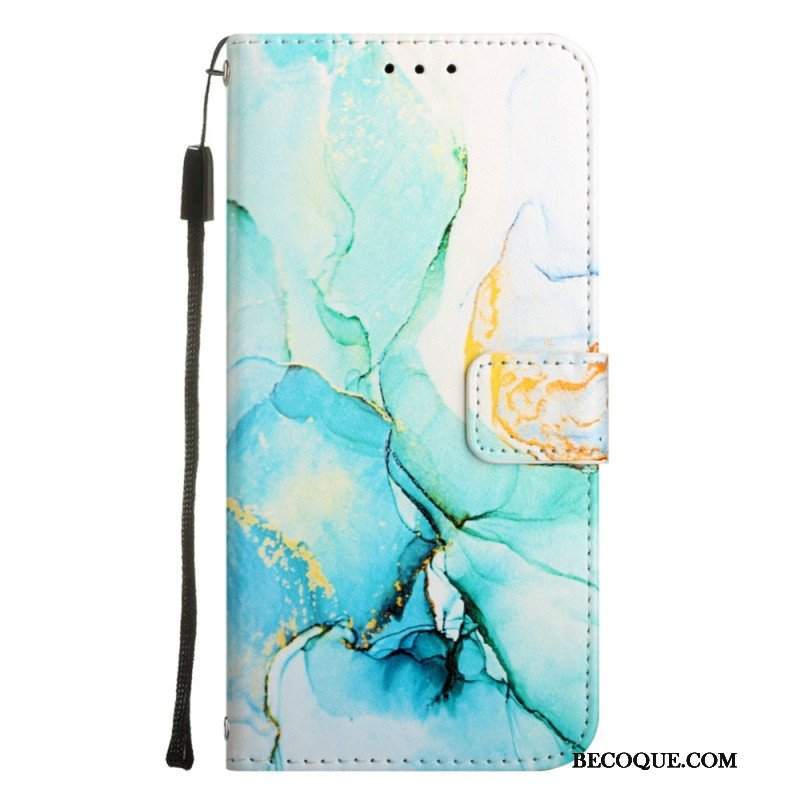 Etui Folio do OnePlus Nord 2T 5G z Łańcuch Pasek Marmuru