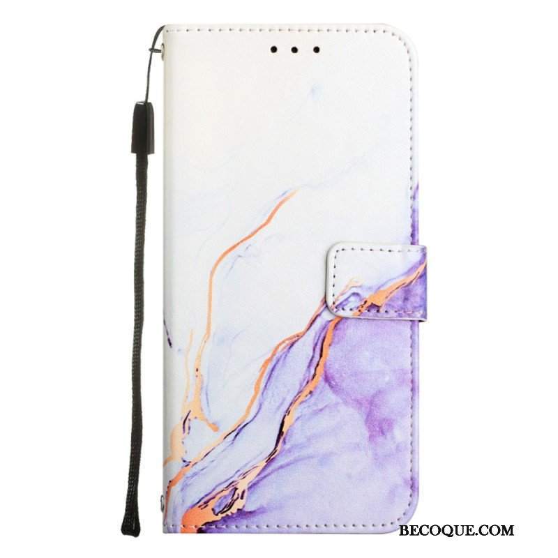 Etui Folio do OnePlus Nord 2T 5G z Łańcuch Pasek Marmuru