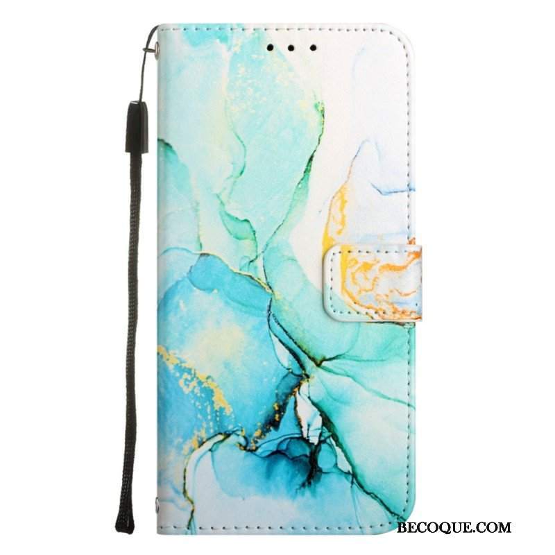 Etui Folio do OnePlus Nord CE 2 5G z Łańcuch Pasek Marmuru