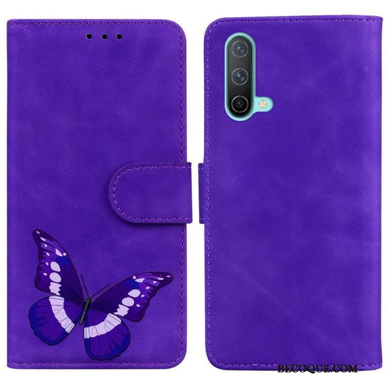 Etui Folio do OnePlus Nord CE 5G Motyl Dotykający Skóry