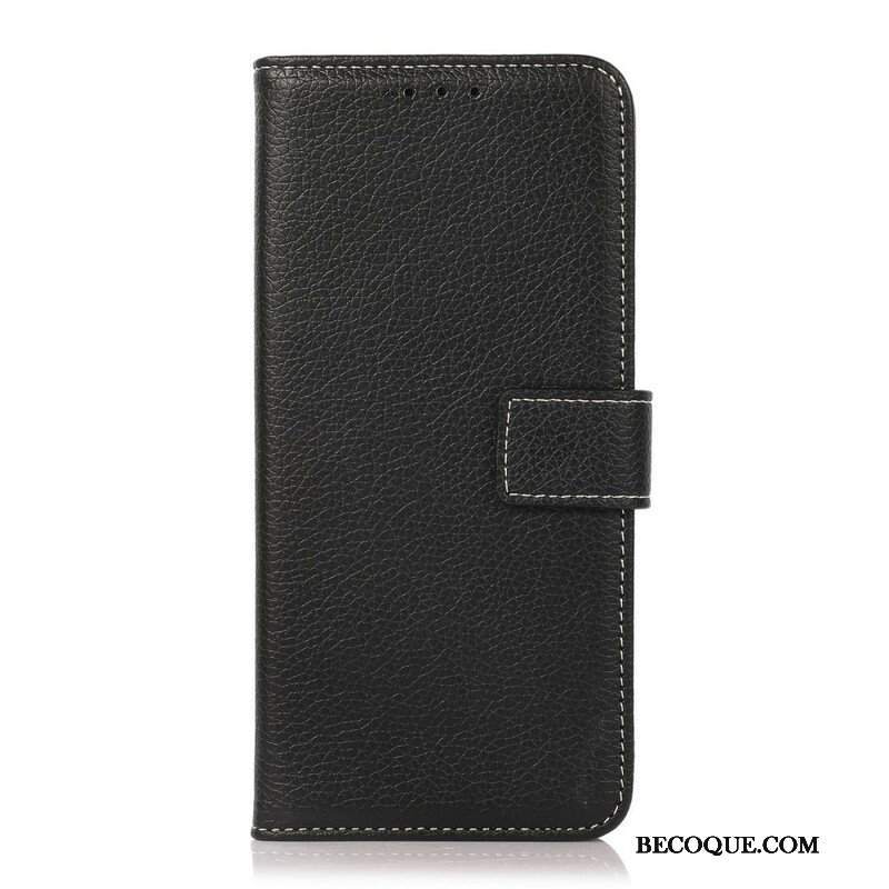 Etui Folio do Oppo A16 / A16s Szwy Liczi Z Efektem Skóry