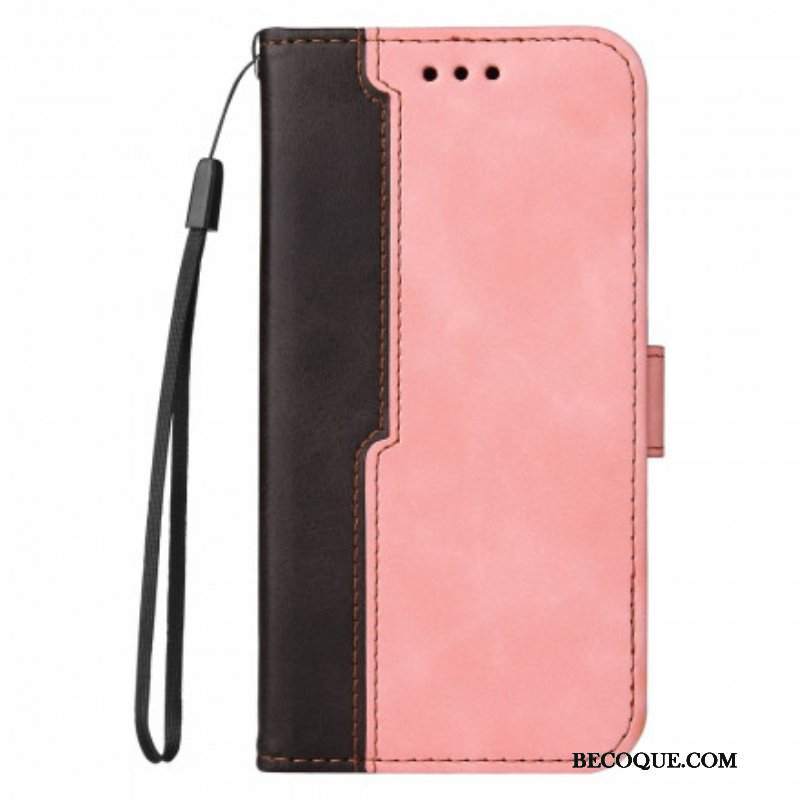 Etui Folio do Oppo A54 5G / A74 5G Kolorowa Dwukolorowa Sztuczna Skóra