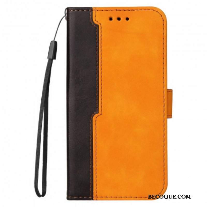 Etui Folio do Oppo A54 5G / A74 5G Kolorowa Dwukolorowa Sztuczna Skóra