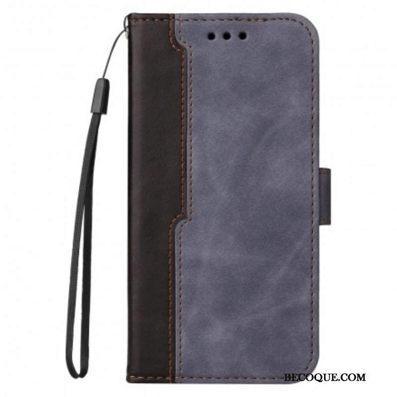 Etui Folio do Oppo A54 5G / A74 5G Kolorowa Dwukolorowa Sztuczna Skóra