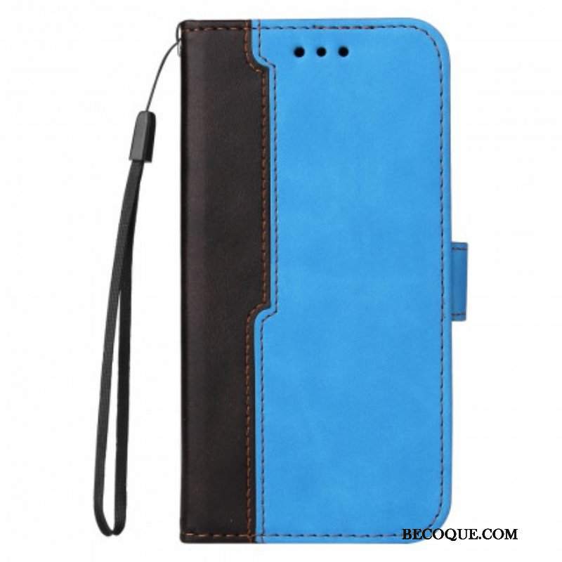 Etui Folio do Oppo A54 5G / A74 5G Kolorowa Dwukolorowa Sztuczna Skóra