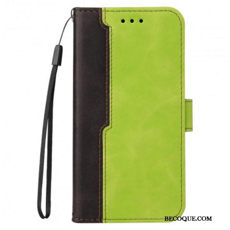 Etui Folio do Oppo A54 5G / A74 5G Kolorowa Dwukolorowa Sztuczna Skóra