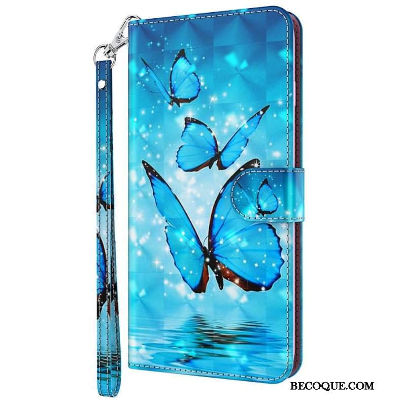 Etui Folio do Oppo A54 5G / A74 5G z Łańcuch Stringi Motyle