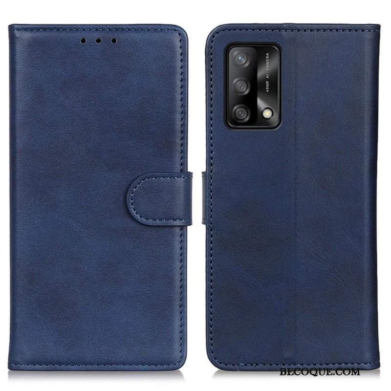 Etui Folio do Oppo A74 4G Efekt Matowej Skóry W Stylu Retro