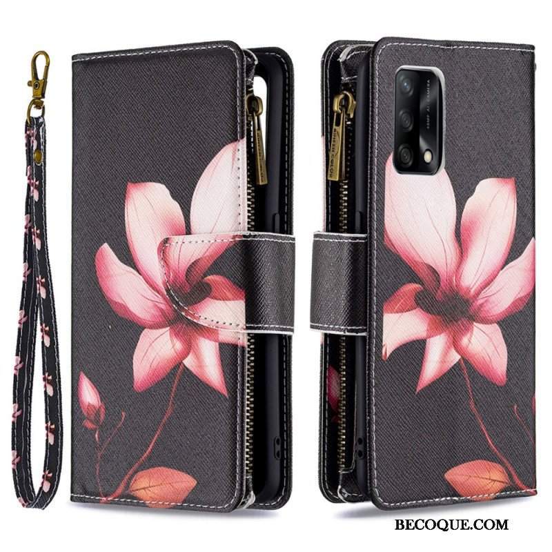 Etui Folio do Oppo A74 4G Kieszonka Zapinana Na Zamek W Kwiaty