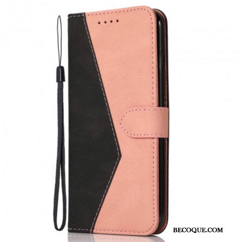 Etui Folio do Oppo A94 5G Dwukolorowa Trójkątna Sztuczna Skóra