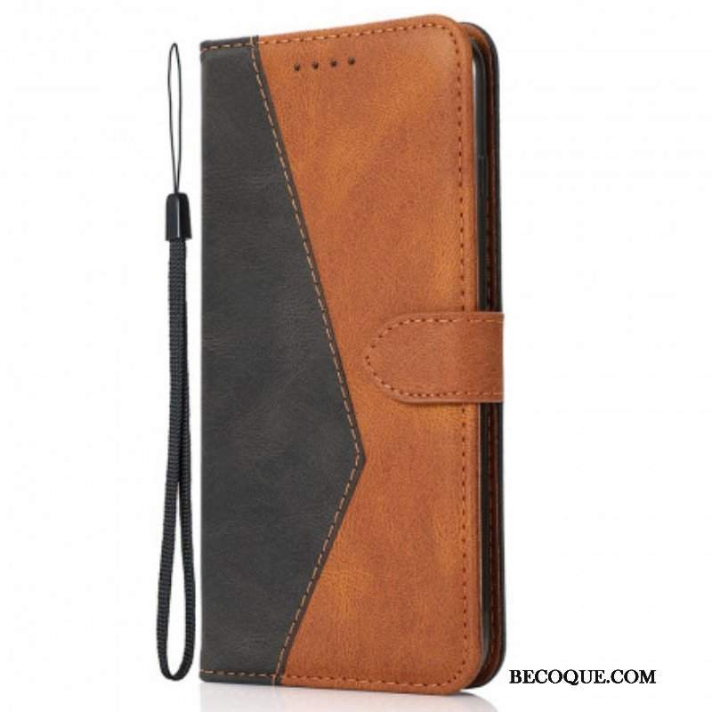 Etui Folio do Oppo A94 5G Dwukolorowa Trójkątna Sztuczna Skóra