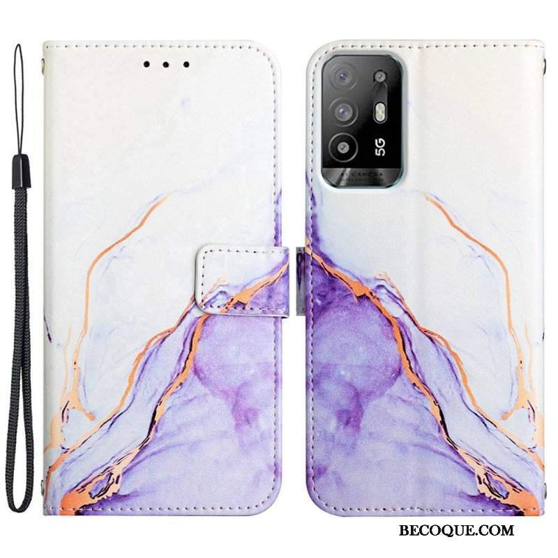 Etui Folio do Oppo A94 5G Marmur Ze Smyczą