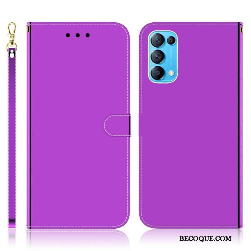 Etui Folio do Oppo Find X3 Lite Osłona Lusterka Ze Sztucznej Skóry