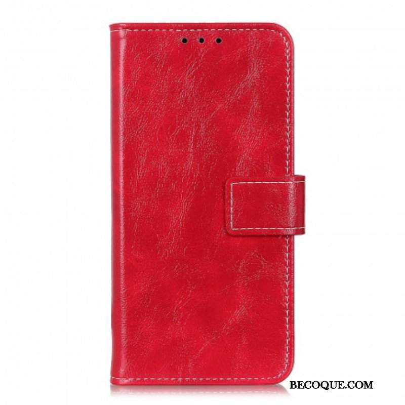 Etui Folio do Oppo Find X3 Neo Odsłonięte Szwy Z Efektem Skóry