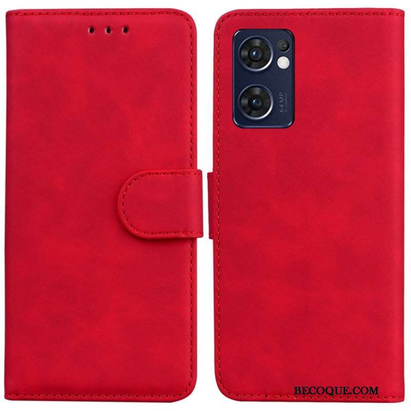 Etui Folio do Oppo Find X5 Lite Monochromatyczny Efekt Skóry