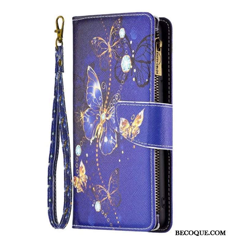 Etui Folio do Oppo Find X5 Lite Zapinana Na Zamek Saszetka Royal Butterfly