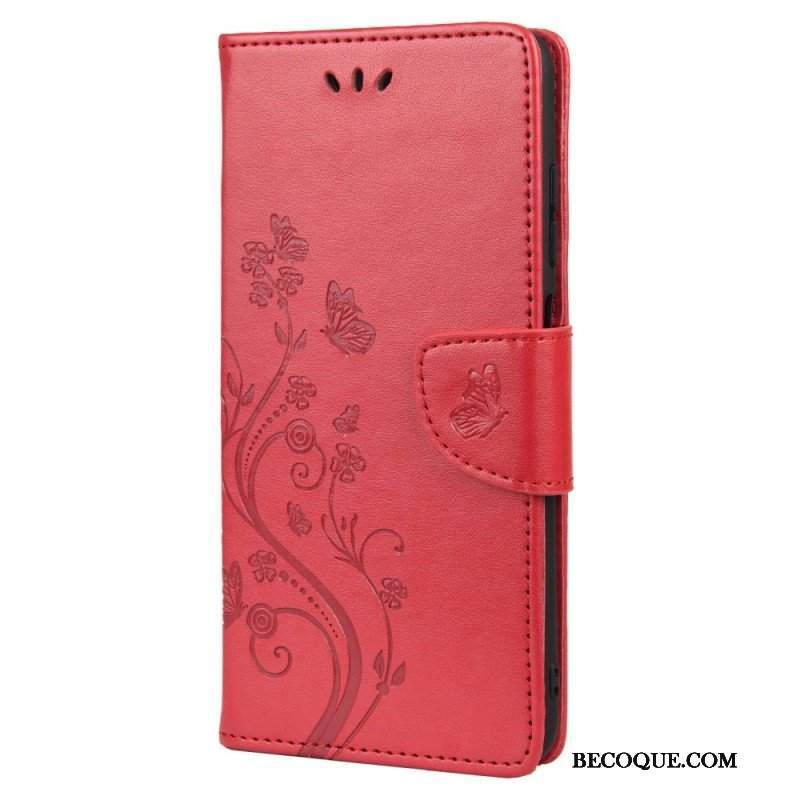 Etui Folio do Oppo Reno 6 5G Motyle I Kwiaty