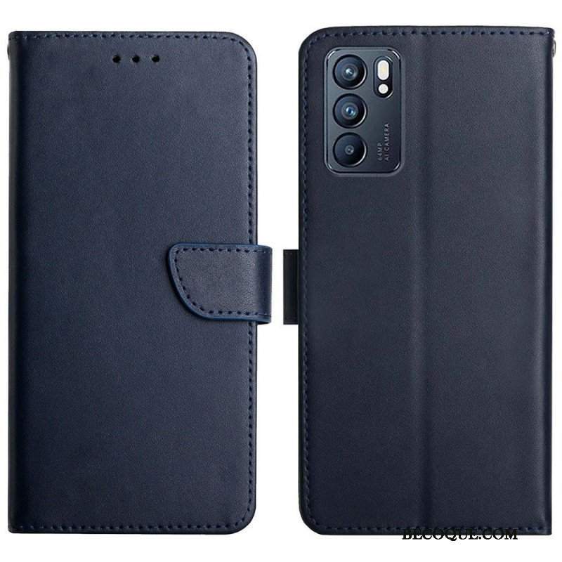 Etui Folio do Oppo Reno 6 5G Prawdziwa Skóra Nappa