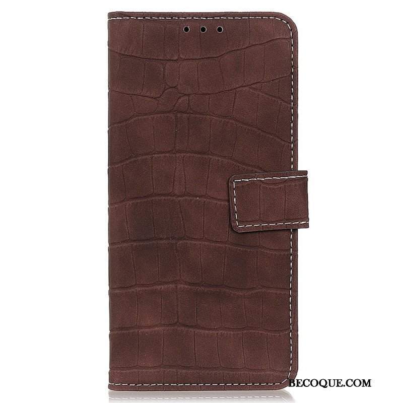 Etui Folio do Oppo Reno 7 Styl Skóry Krokodyla