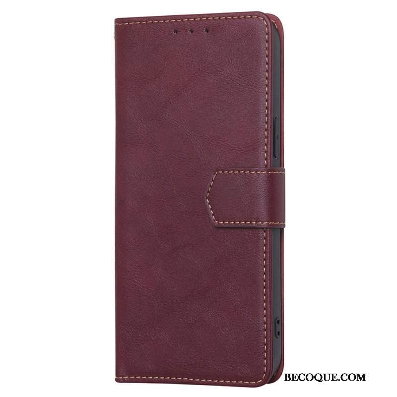 Etui Folio do Oppo Reno 8 Garbowana Sztuczna Skóra