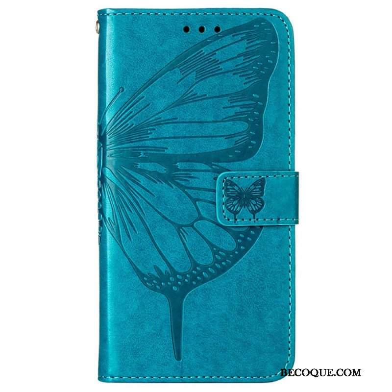 Etui Folio do Oppo Reno 8 Pro z Łańcuch Barokowy Motyl Z Paskami