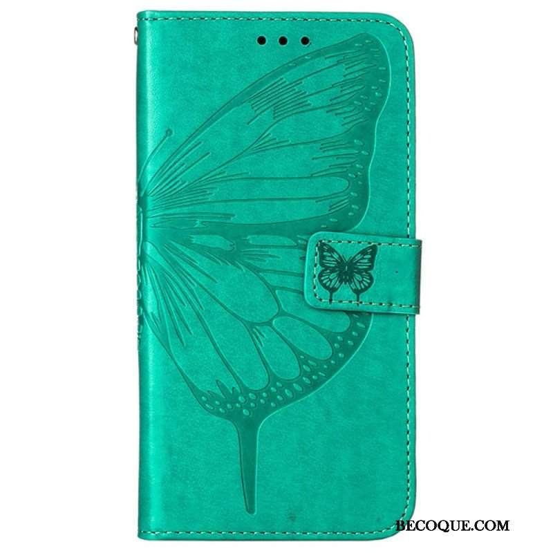 Etui Folio do Oppo Reno 8 Pro z Łańcuch Barokowy Motyl Z Paskami