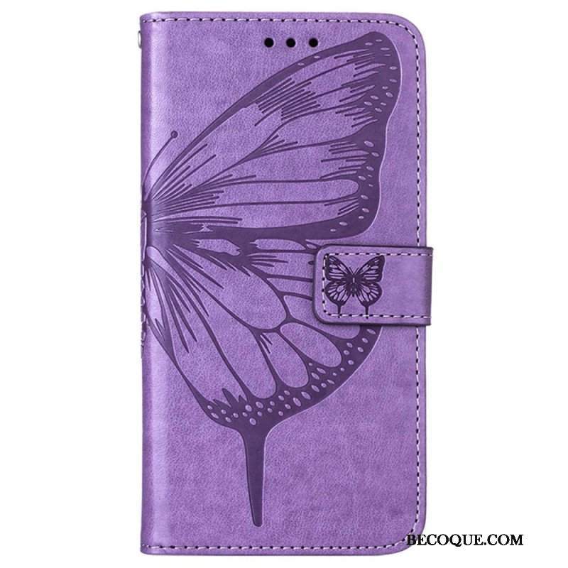 Etui Folio do Oppo Reno 8 Pro z Łańcuch Barokowy Motyl Z Paskami