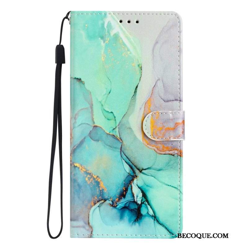 Etui Folio do Oppo Reno 8 z Łańcuch Pasek Marmuru