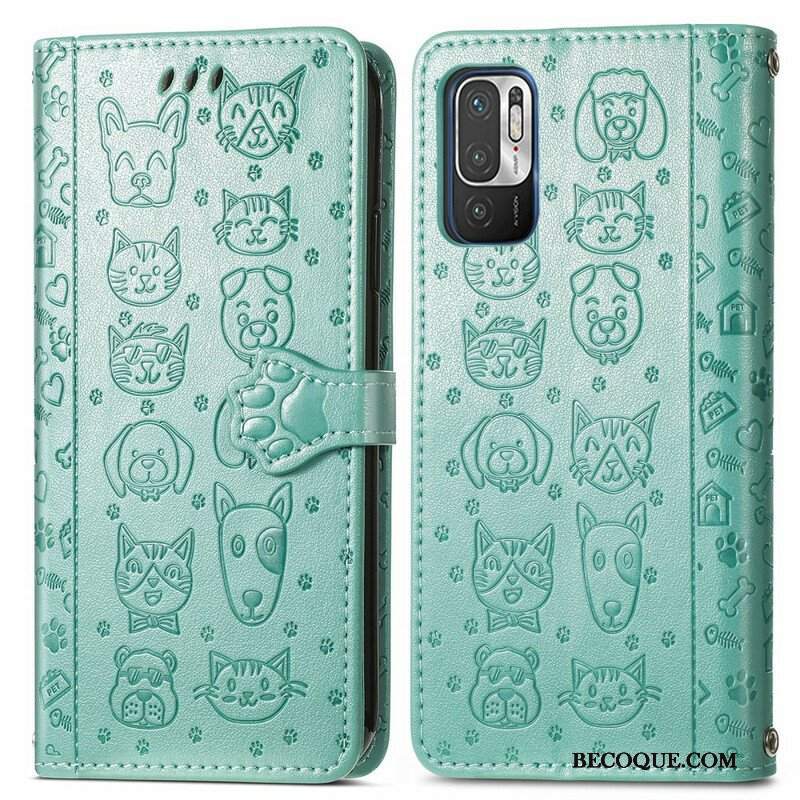 Etui Folio do Poco M3 Pro 5G Animowane Zwierzęta