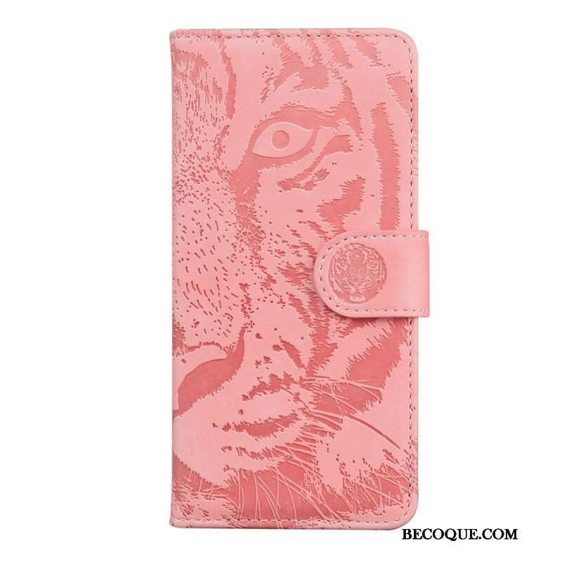 Etui Folio do Poco M3 Pro 5G Nadruk Twarzy Tygrysa