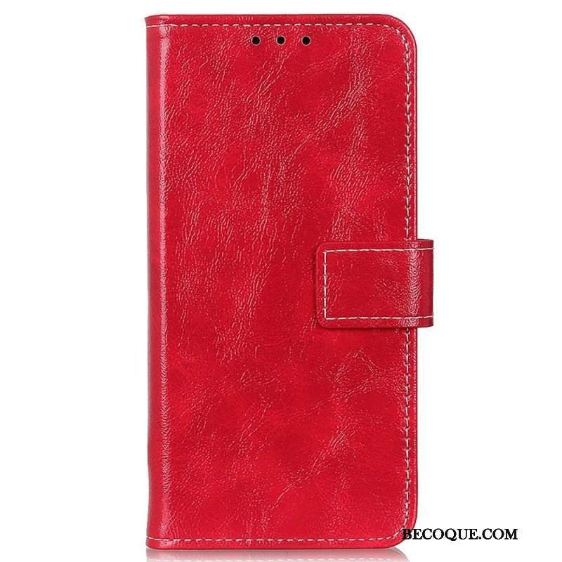 Etui Folio do Poco M4 5G Lakierowana Z Widocznymi Szwami