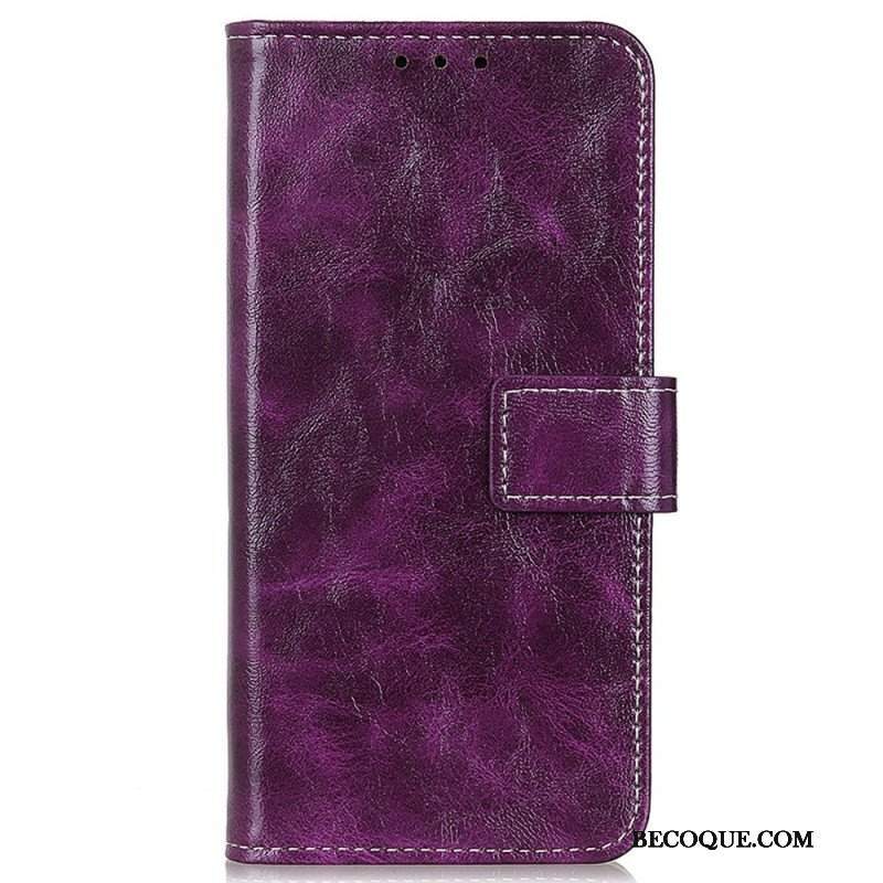 Etui Folio do Poco M4 5G Lakierowana Z Widocznymi Szwami