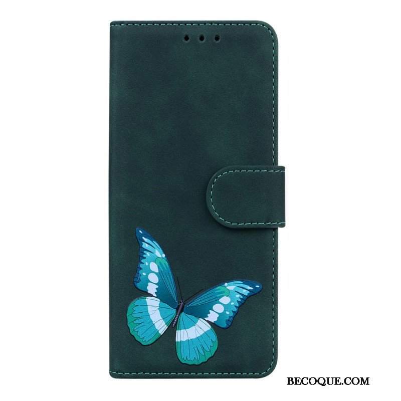 Etui Folio do Poco M4 Pro 5G Motyl Dotykający Skóry