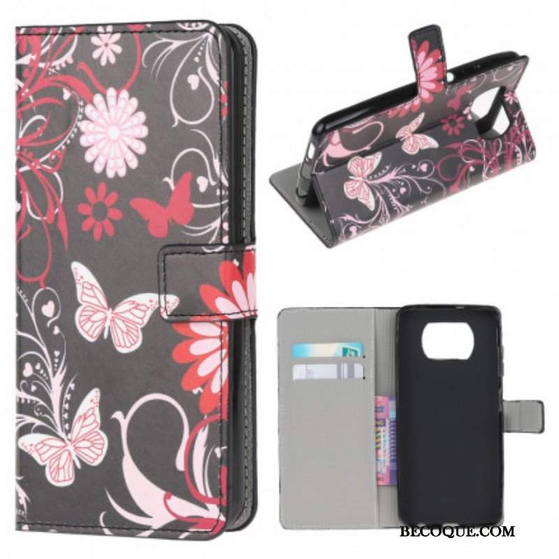 Etui Folio do Poco X3 / X3 Pro / X3 NFC Motyle I Kwiaty