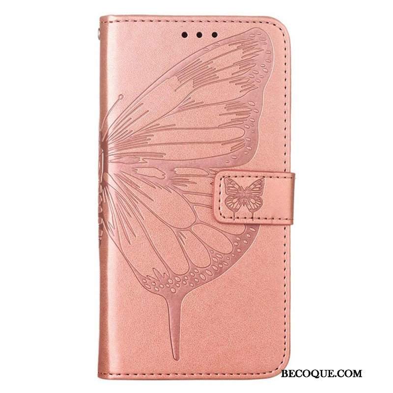 Etui Folio do Poco X4 GT z Łańcuch Motyl W Paski