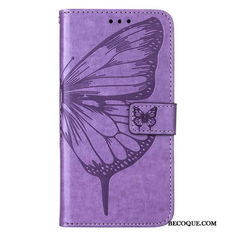 Etui Folio do Poco X4 GT z Łańcuch Motyl W Paski