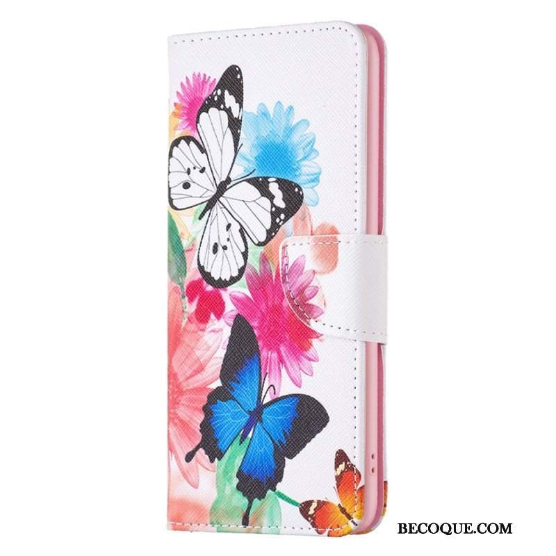 Etui Folio do Poco X5 5G Akwarela Motyle