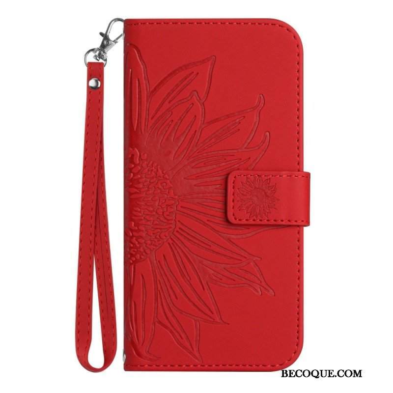 Etui Folio do Poco X5 5G Kwiat Z Smyczem