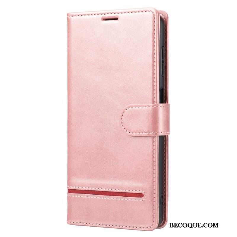 Etui Folio do Poco X5 5G Liniowy Efekt Skóry