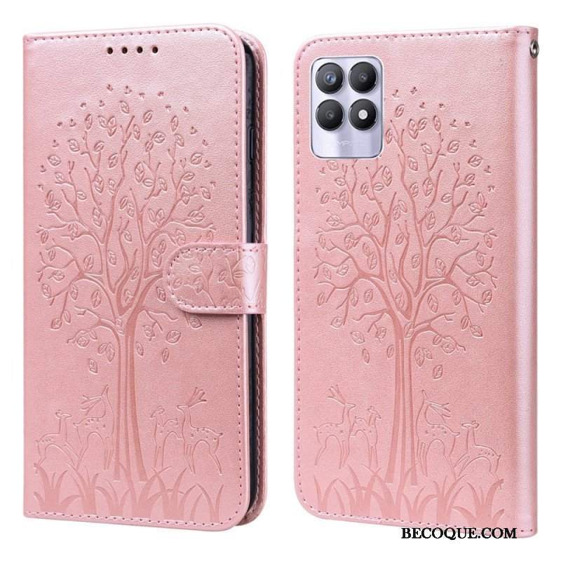 Etui Folio do Realme 8i Drzewo I Jeleń