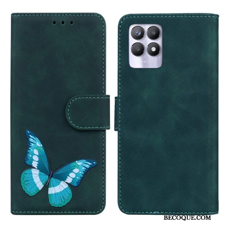 Etui Folio do Realme 8i Motyl Dotykający Skóry