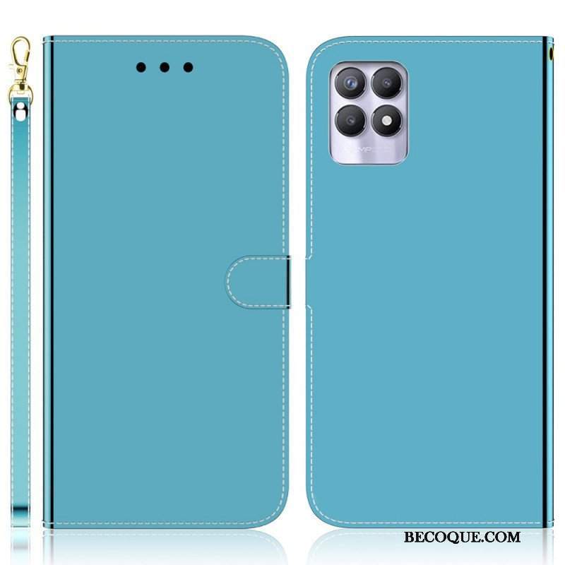 Etui Folio do Realme 8i Osłona Lusterka Ze Sztucznej Skóry