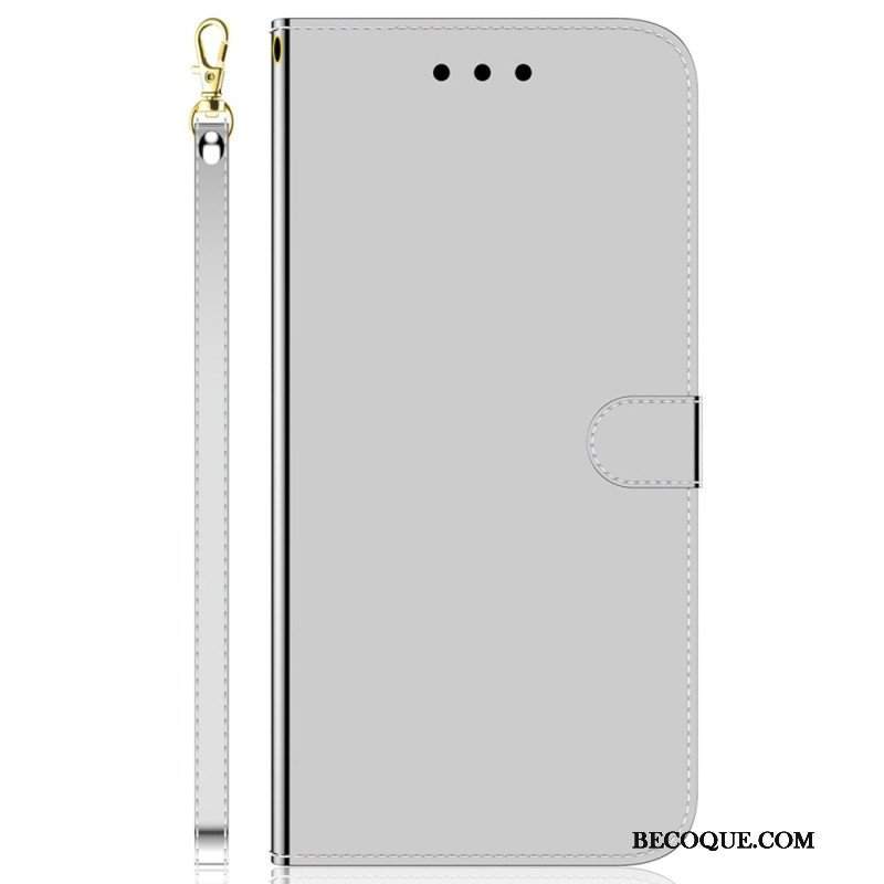 Etui Folio do Realme C35 z Łańcuch Efekt Lustrzanego Paska