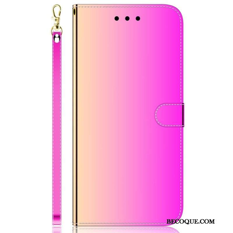 Etui Folio do Realme C35 z Łańcuch Efekt Lustrzanego Paska