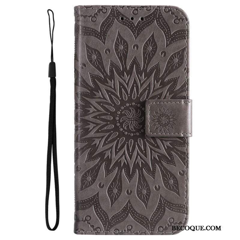 Etui Folio do Realme C35 z Łańcuch Mandala Słoneczna Na Ramiączkach