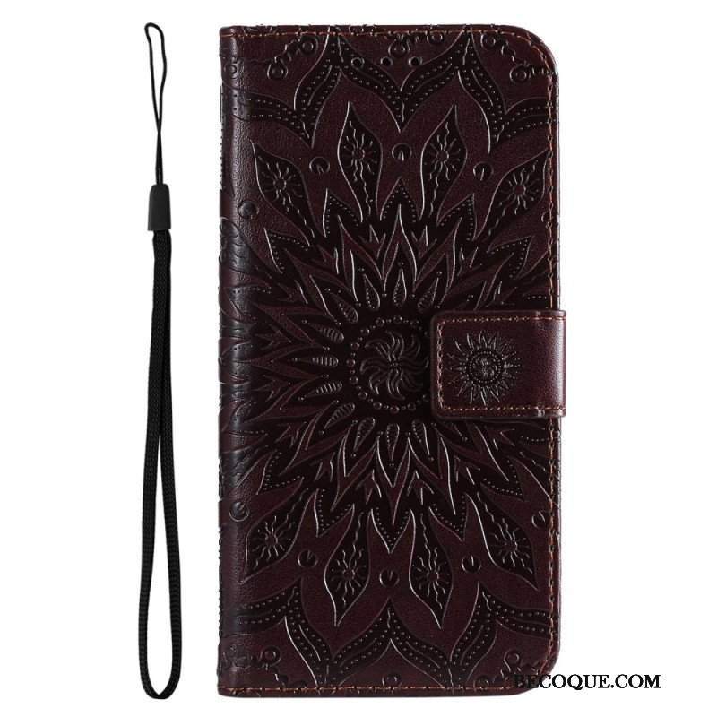 Etui Folio do Realme C35 z Łańcuch Mandala Słoneczna Na Ramiączkach