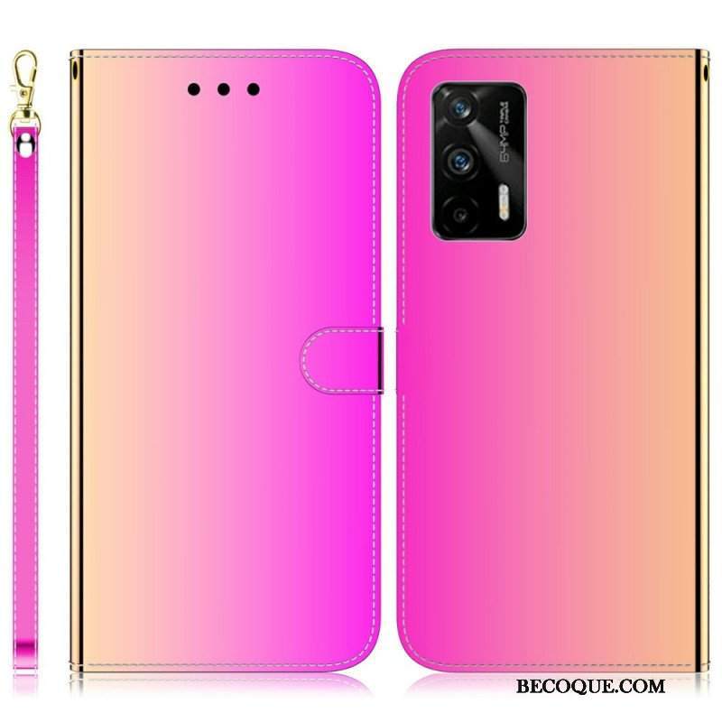 Etui Folio do Realme GT 5G Osłona Lusterka Ze Sztucznej Skóry