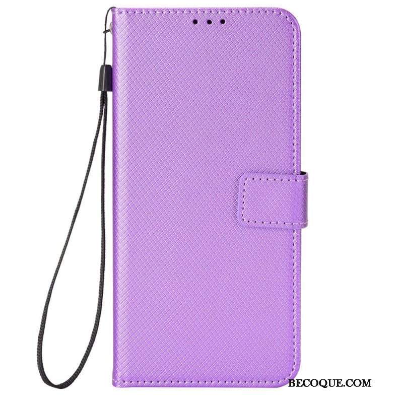 Etui Folio do Realme GT Neo 3 z Łańcuch Paskowata Diamentowa Tekstura